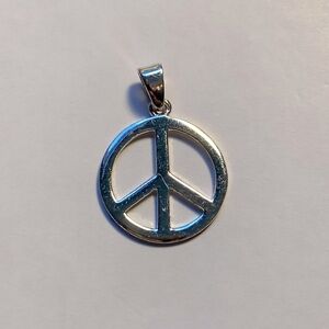 Dainty Sterling Silver Peace Sign Necklace Pendant